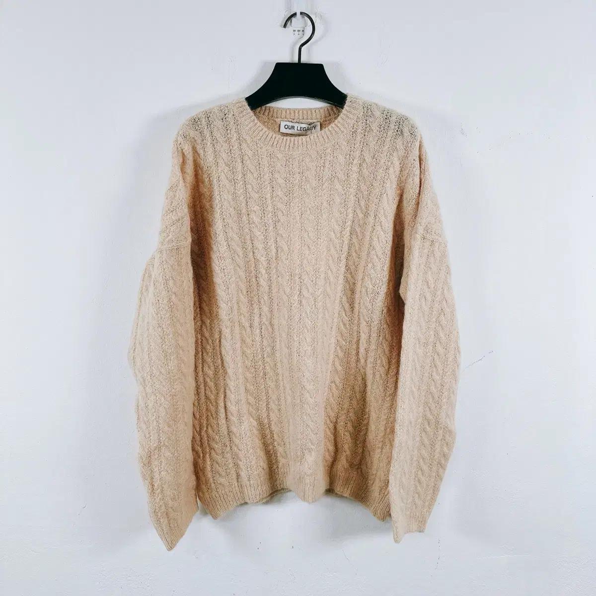 (정품/새상품) 아워레가시 남성 팝오버 알파카 케이블 니트