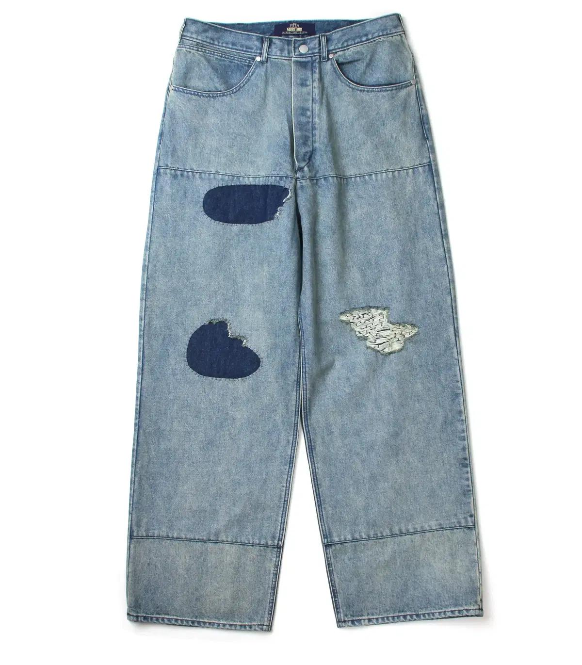 SHIKITARI - FADED WIDE DENIM PANTS