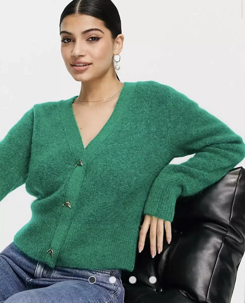 앤아더스토리즈 돌핀 버튼 가디건(그린/m)