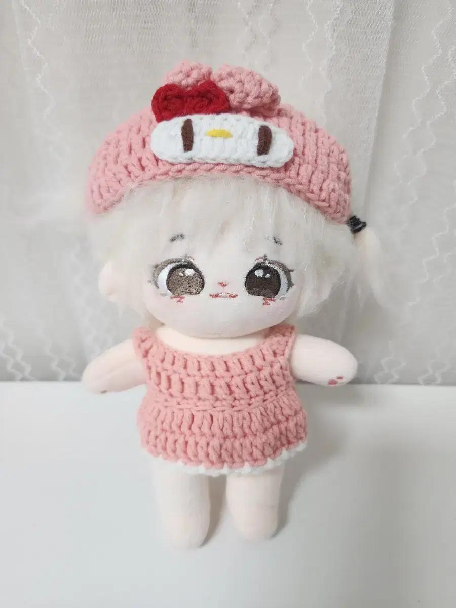 20cm 봄뜨게원원피스 세트  딸기공주 20깅옷