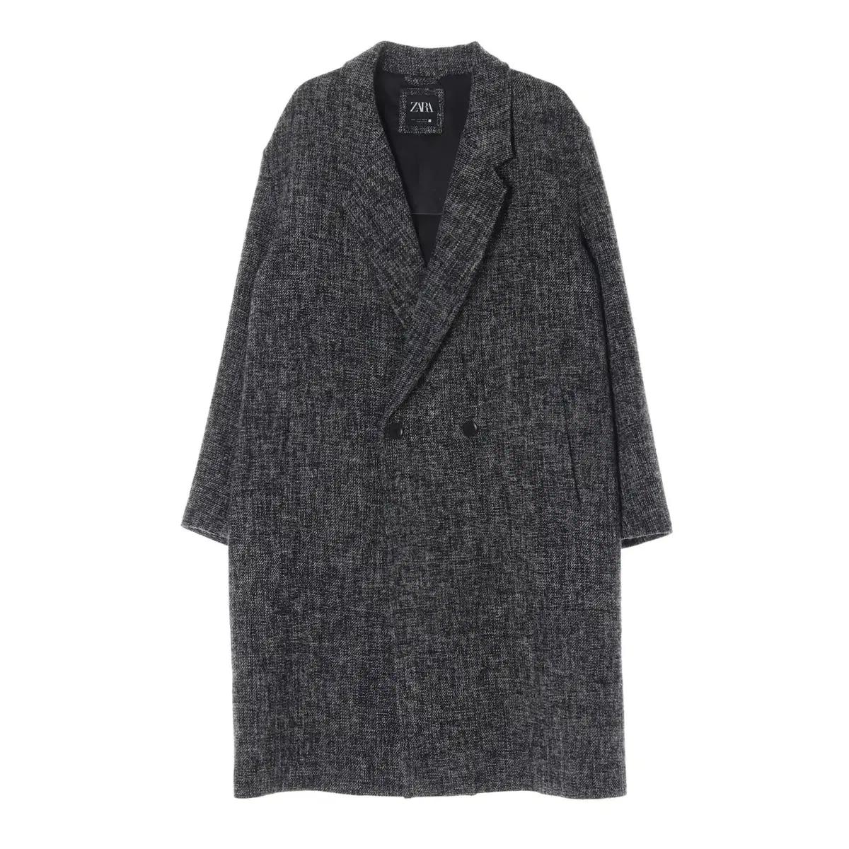 [L]자라 울블렌드 트위드 롱 더블 코트