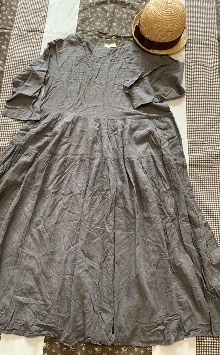 일본 빈티지 내추럴 린넨 원피스