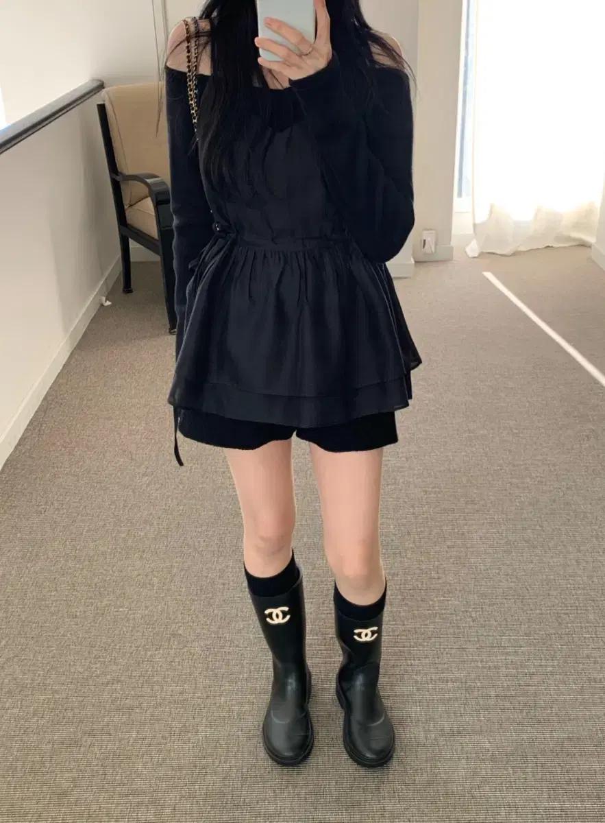 르아브르 안나 끈 프릴 뷔스티에 블랙