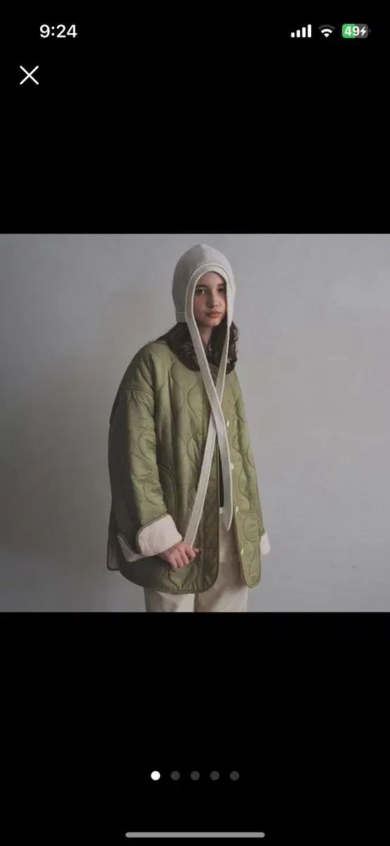 미개봉 새상품)라퍼지포우먼 오로 oro 투폴드 이지 퀼팅자켓 모스그린 s