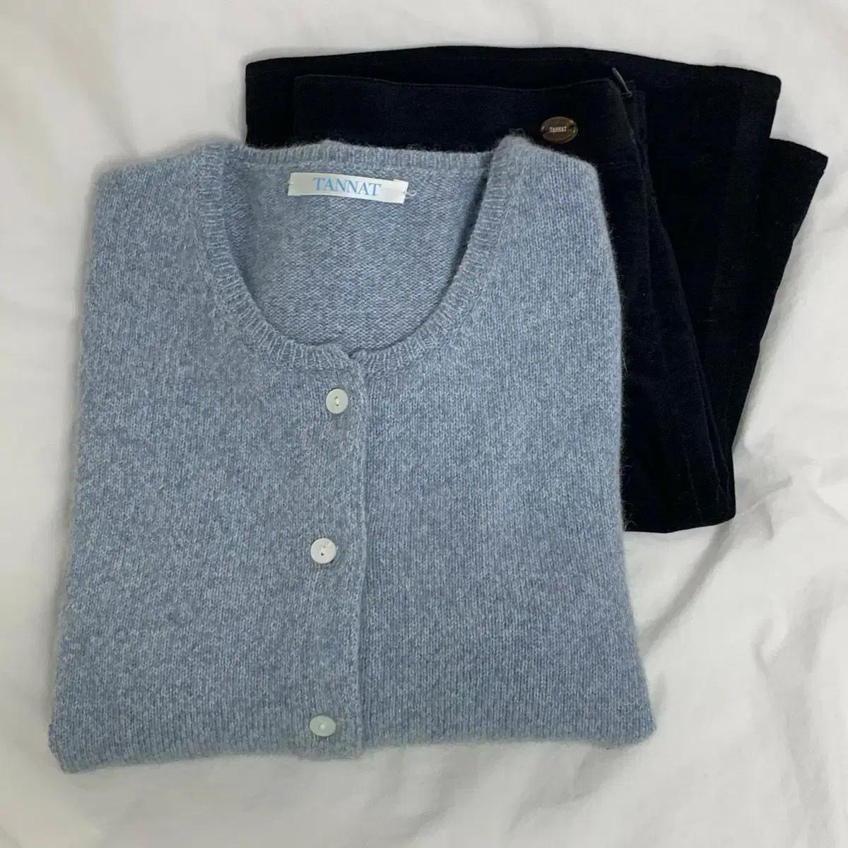 타낫 라쿤 울 가디건 + 타낫 볼륨 벨벳미니스커트 M