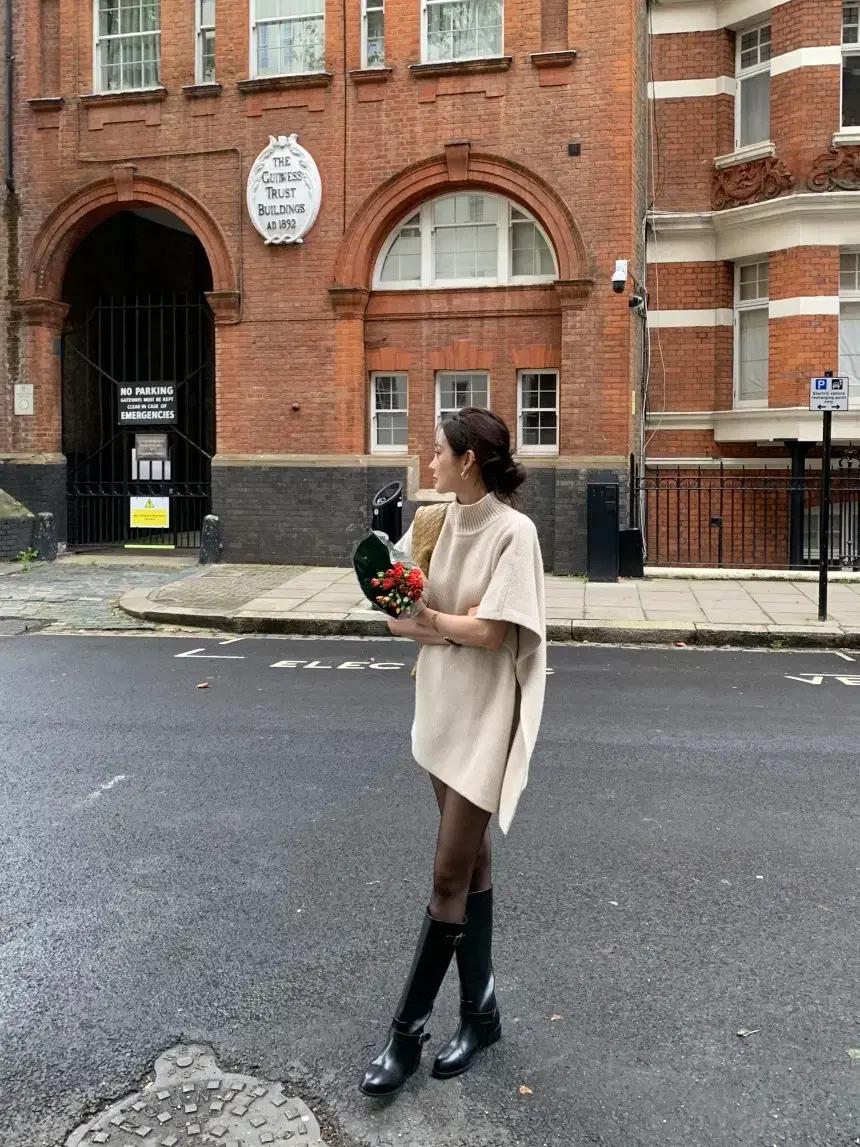 니트 스웨터 숄 루즈핏 원피스 스웨터니트