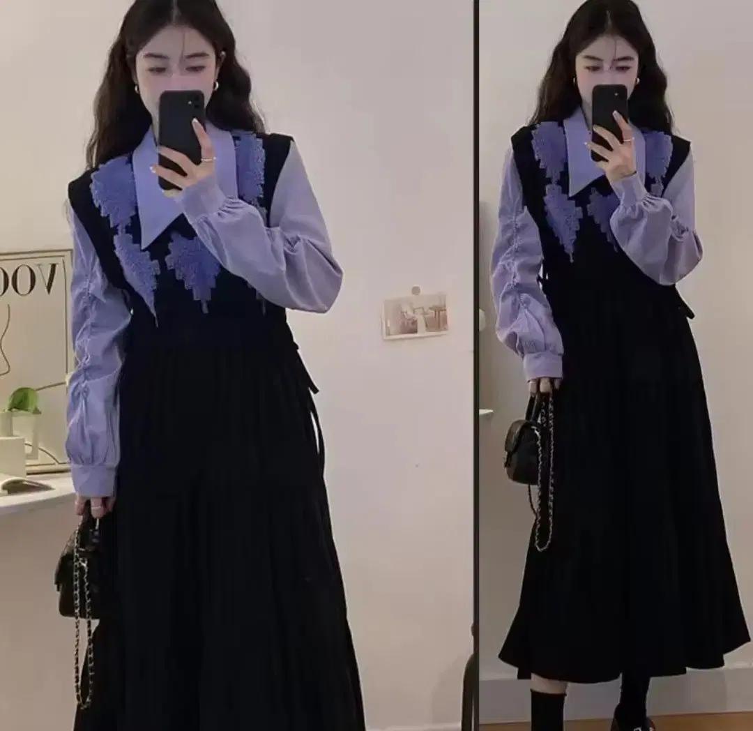 여성 캐주얼 니트 조끼 원피스