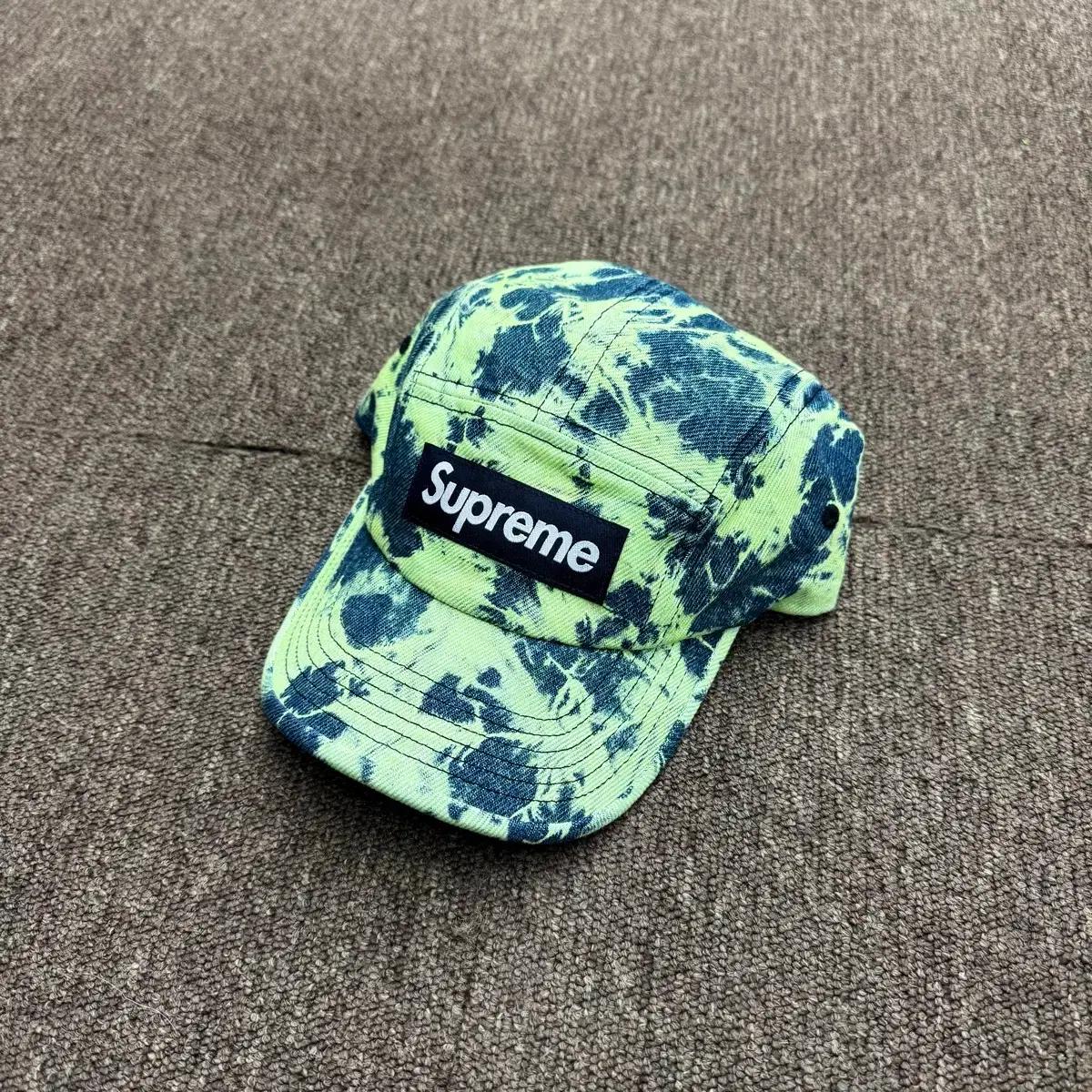 슈프림 다이드 그린 데님 캠프캡 (미사용품)