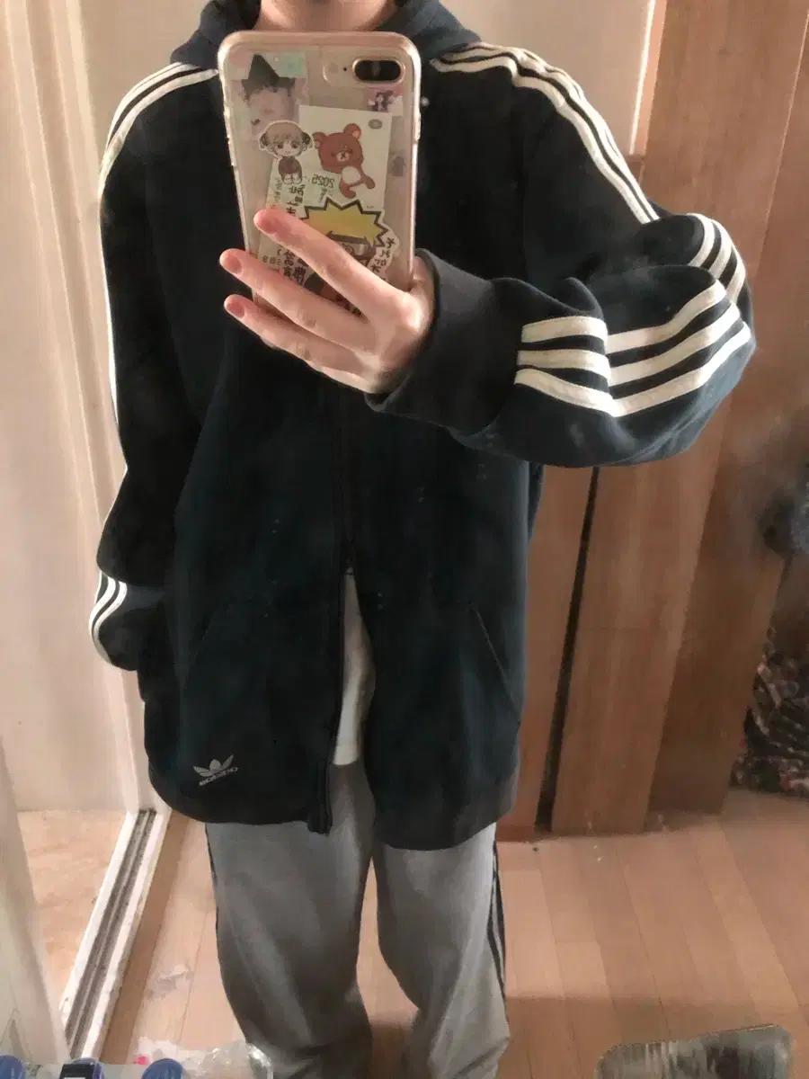 아디다스 빈티지 네이비 후드집업 투웨이 구파 대장 브라운 바켄바우어