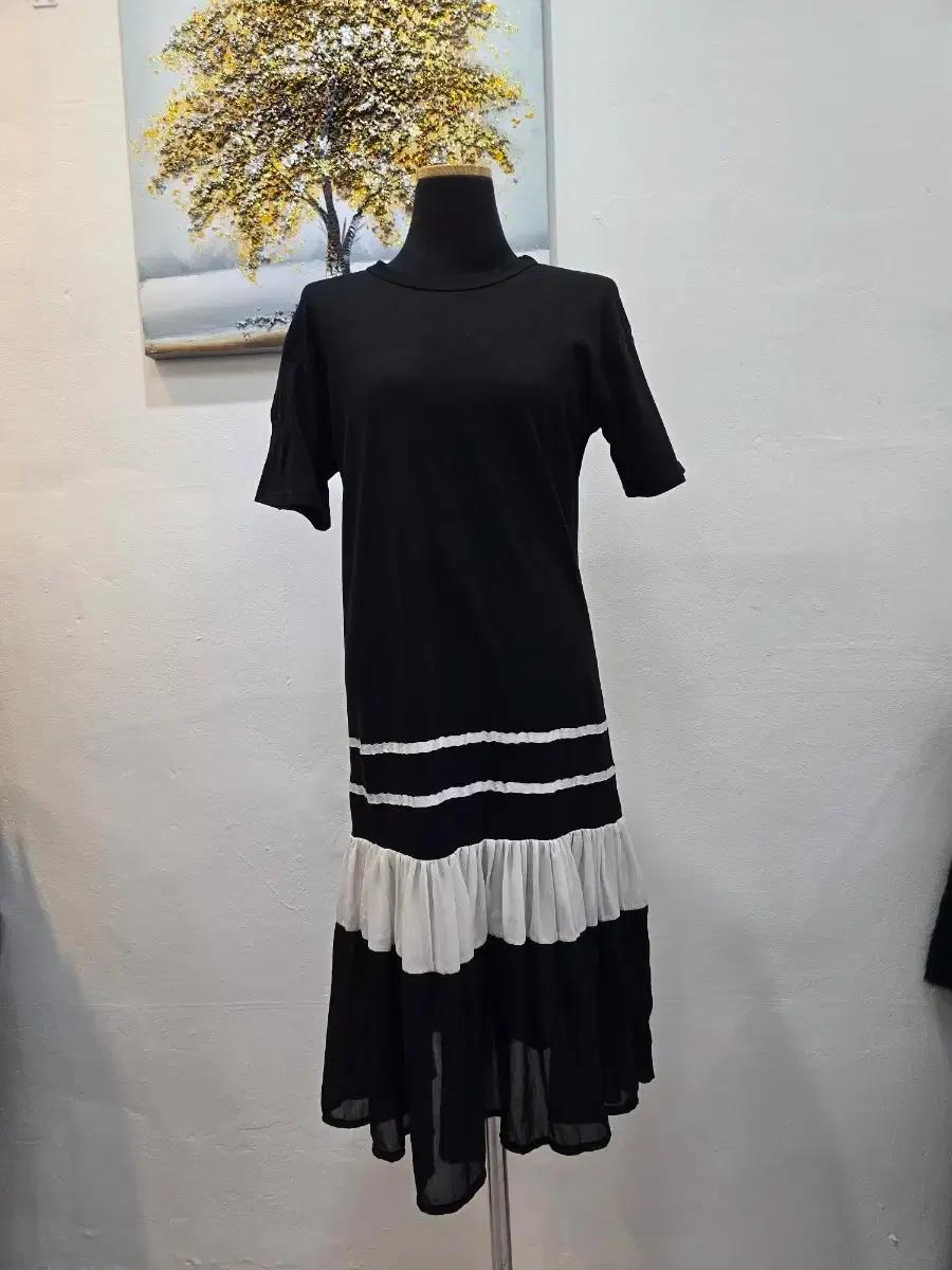 면티느낌롱밑단쉬폰원피스