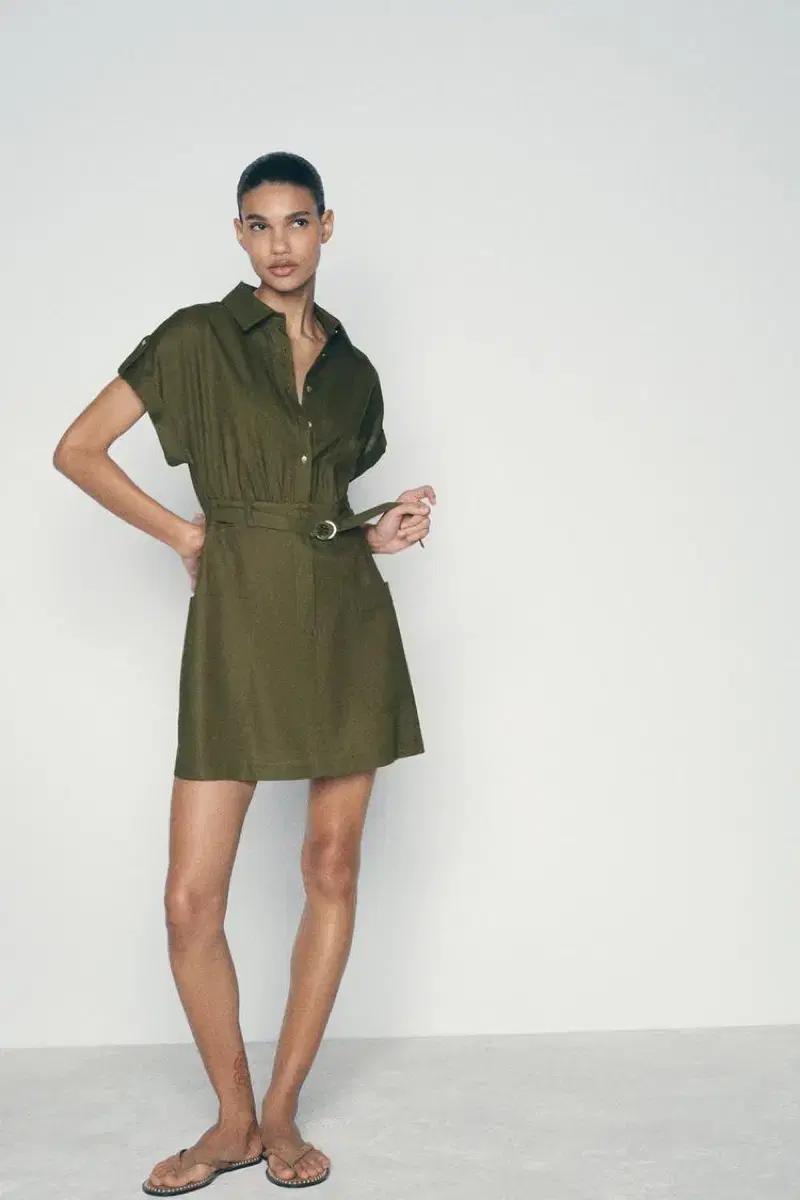 zara 자라 리넨 블렌드 미니 셔츠 원피스 79900-39900 새상품