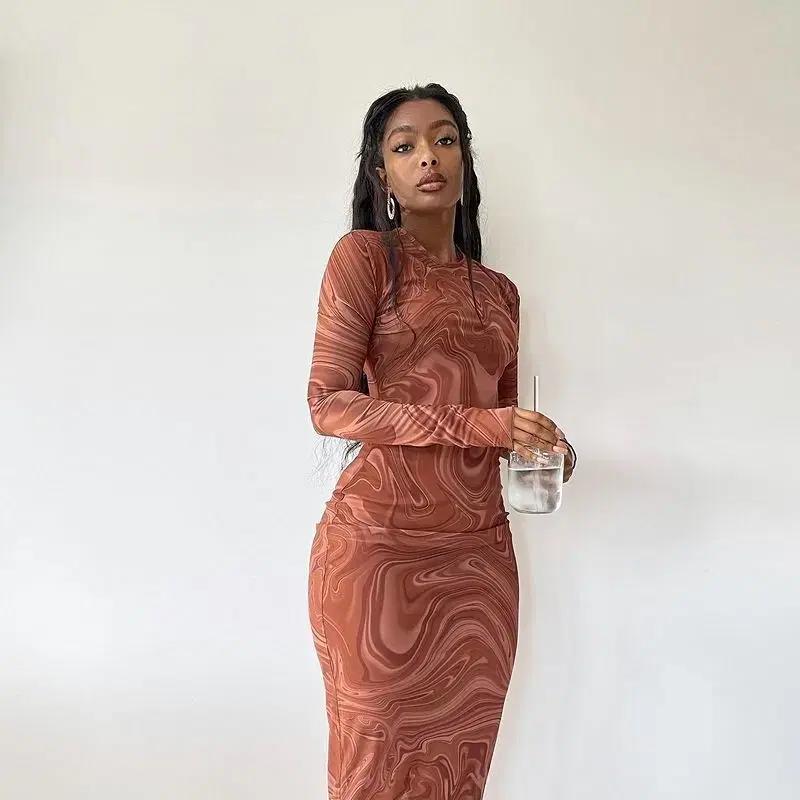 (해외배송) 랩 드레이프 롱 원피스 긴팔 치마 파티 데일리 클럽