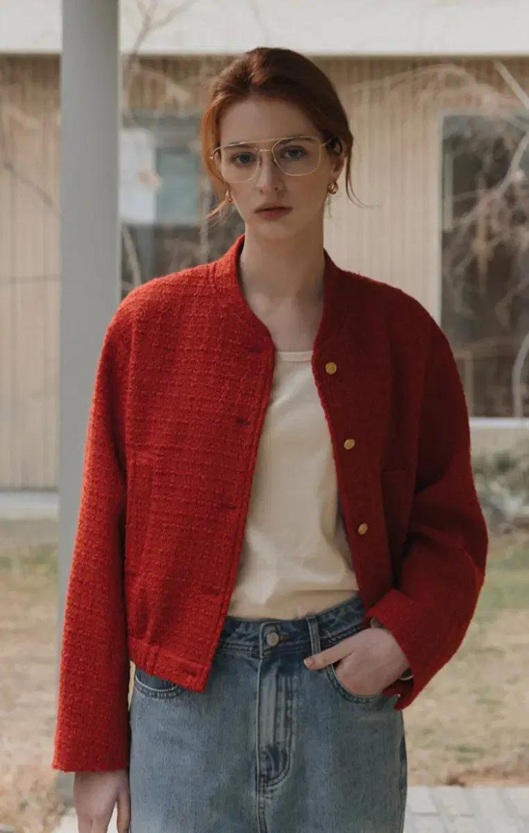 (새상품)시야쥬 트위드 바시티 자켓