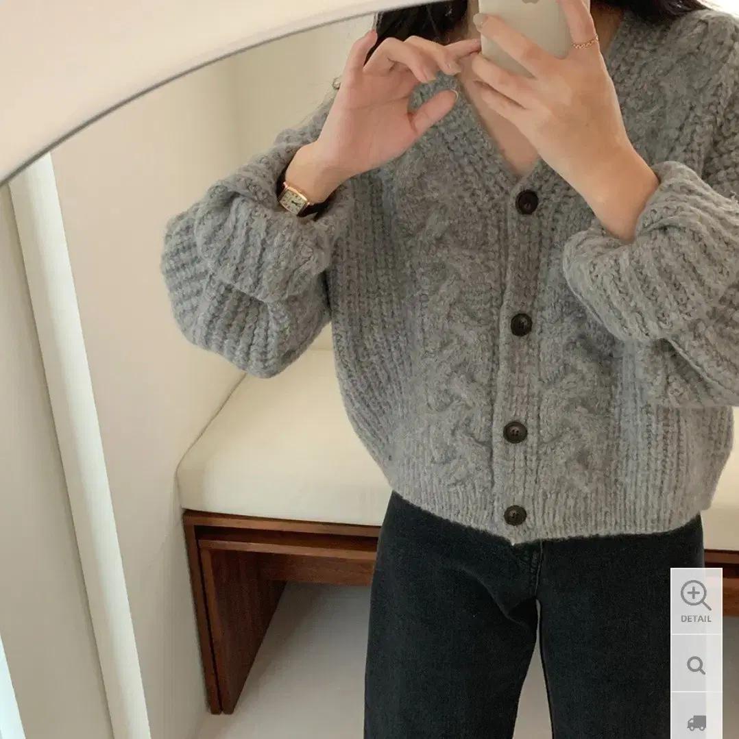 소녀레시피 꽈배기 울 니트 가디건