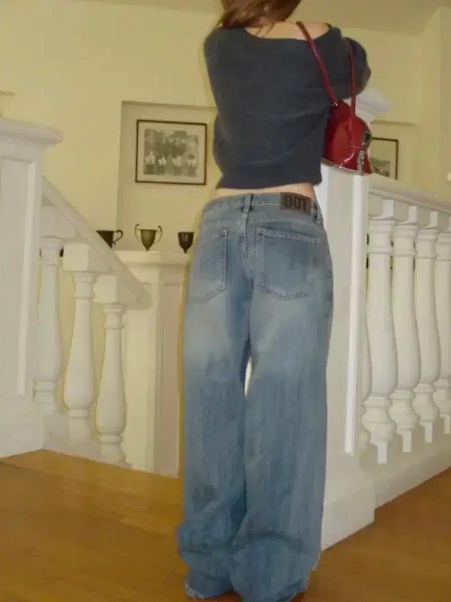 아워캐비넷 emma low wide denim pants