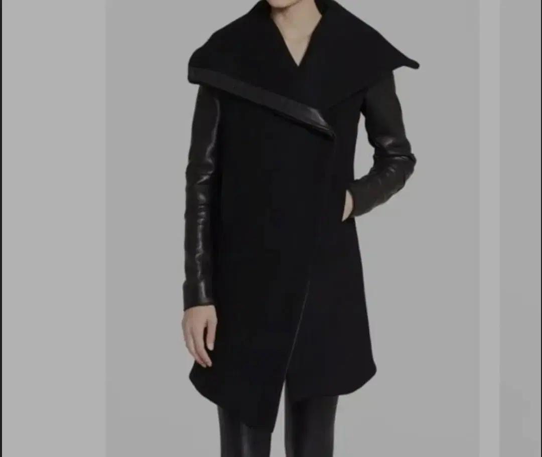 헬무트랭(HELMUT LANG) 울,린넨,가죽 코트 S _ 여성