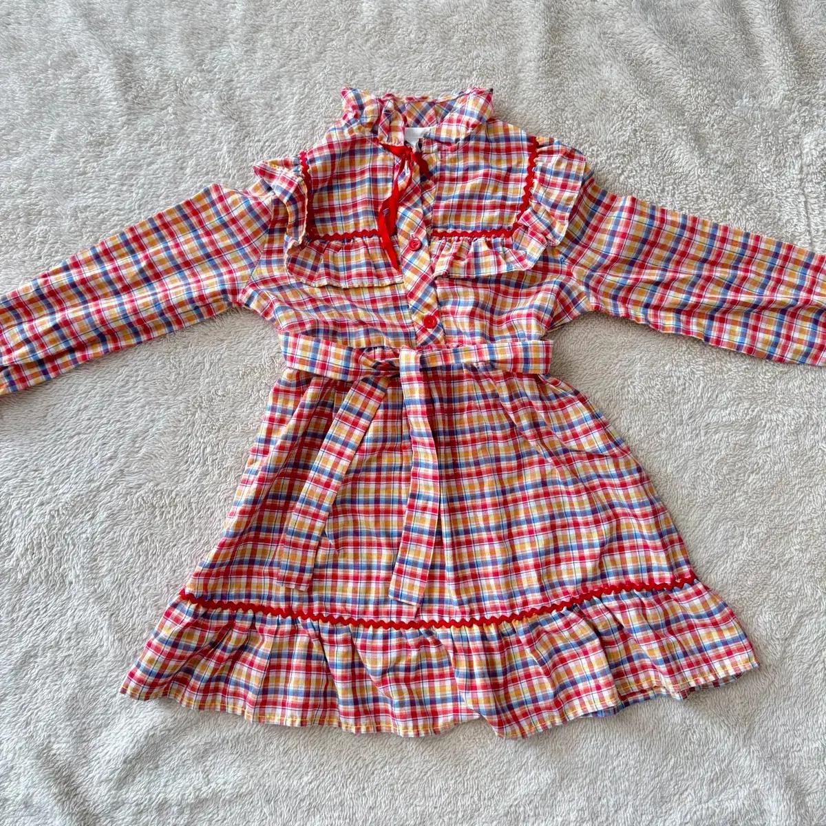 캐나다 빈티지 체크 원피스 4y