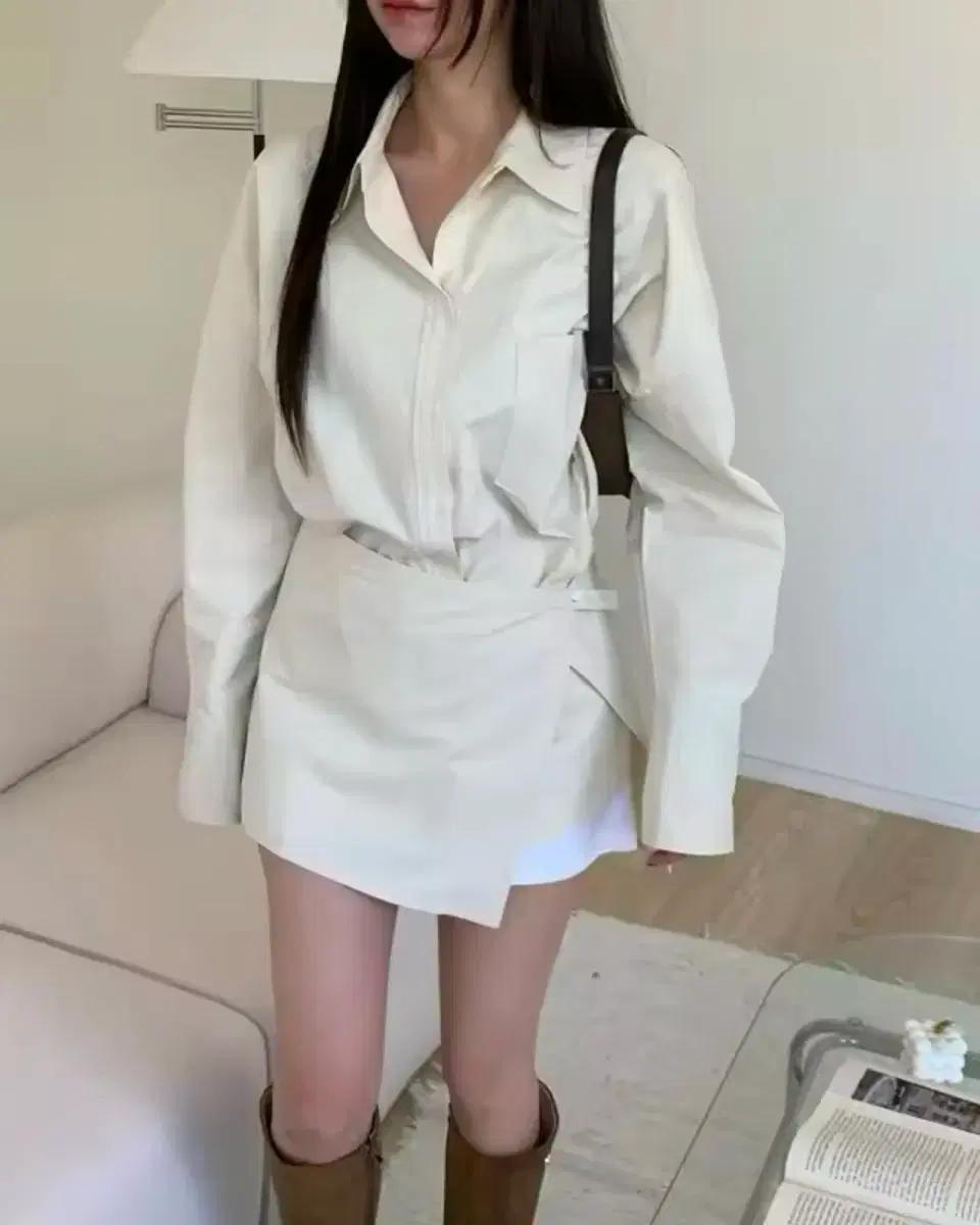 셔츠 트임 스커트 세트 / 데일리 캐주얼 유니크 긱시크 y2k 빈티지