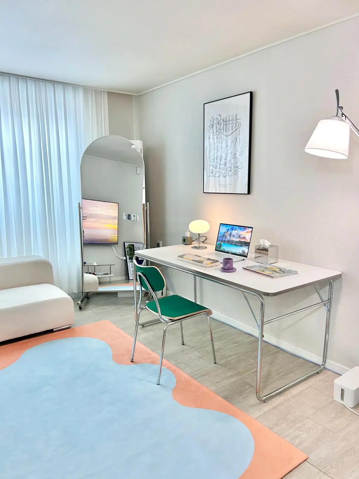 화이트책상 사무용 가정 매장 일자책상 노트북  오피스텔  원룸 책상테이블