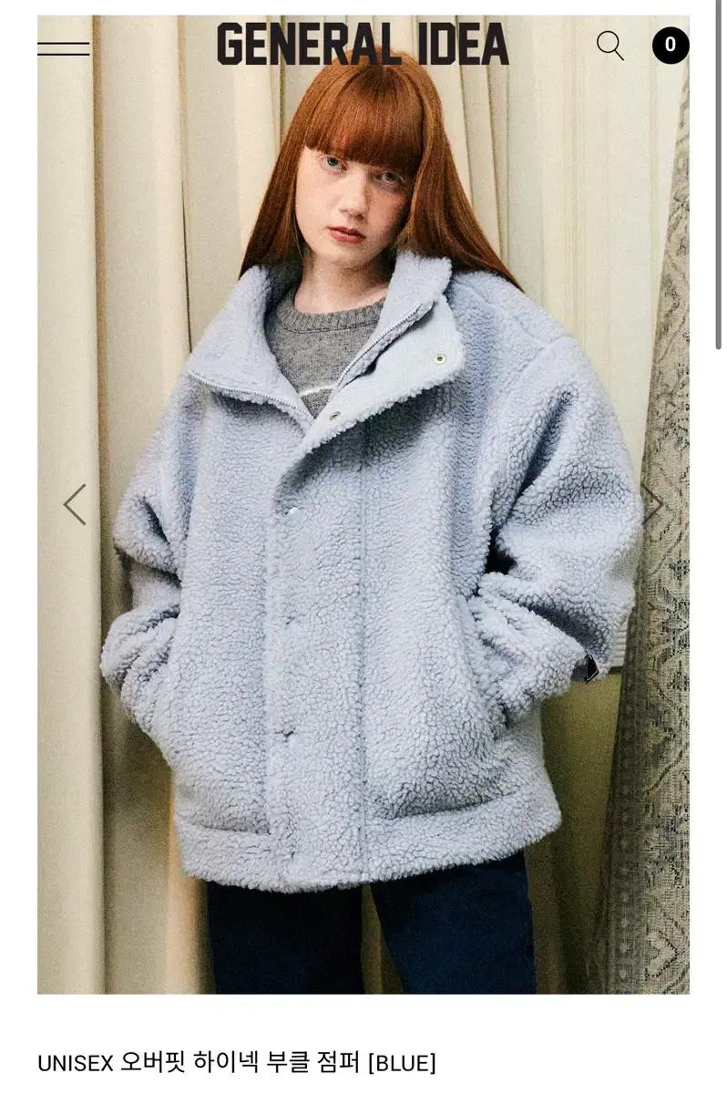 제너럴아이디어 오버핏 하이넥 부클 점퍼