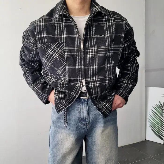 남자 봄 체크 크롭 투웨이 데일리 자켓 2컬러