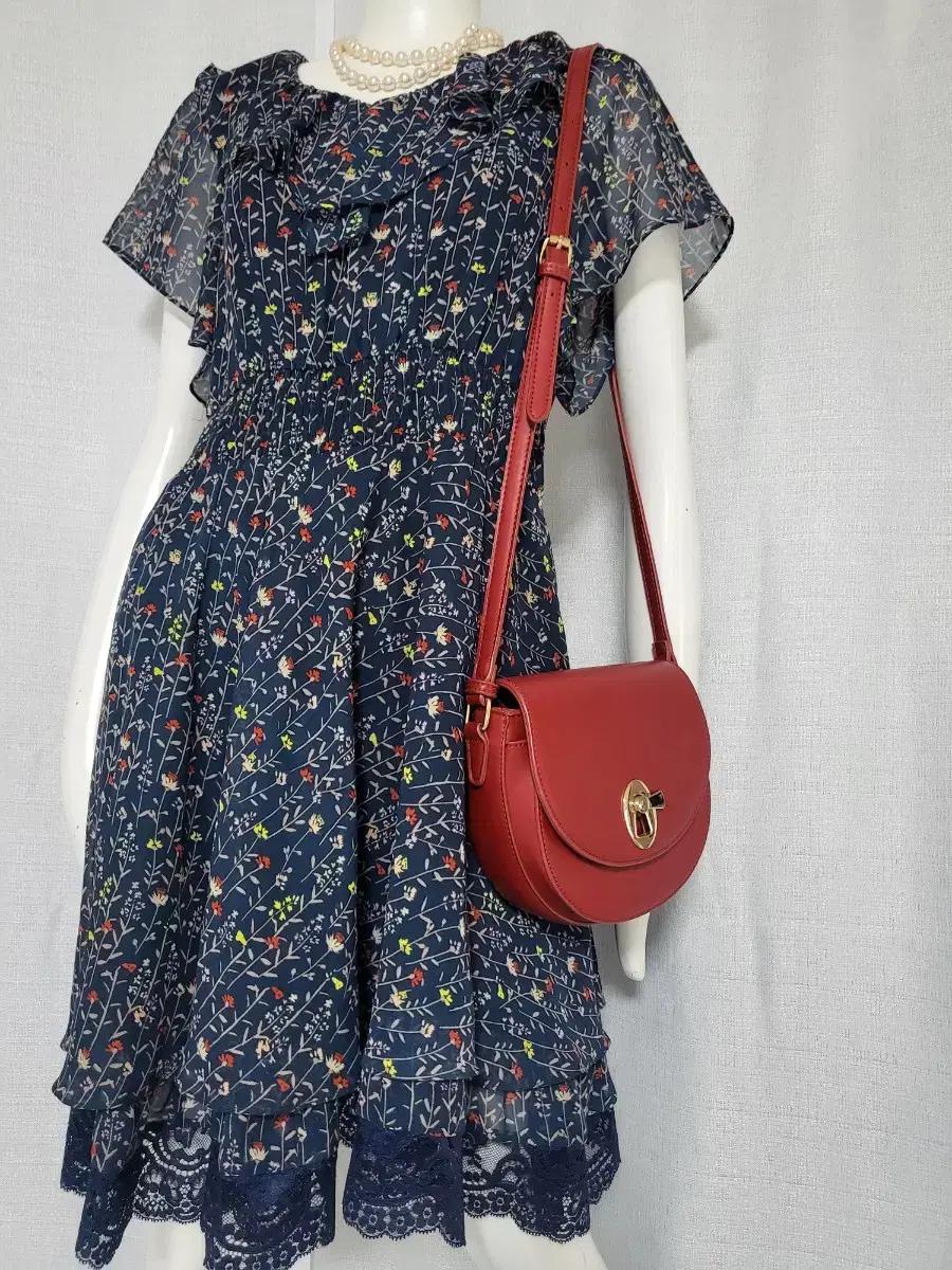 soup남색 쉬폰 원피스..