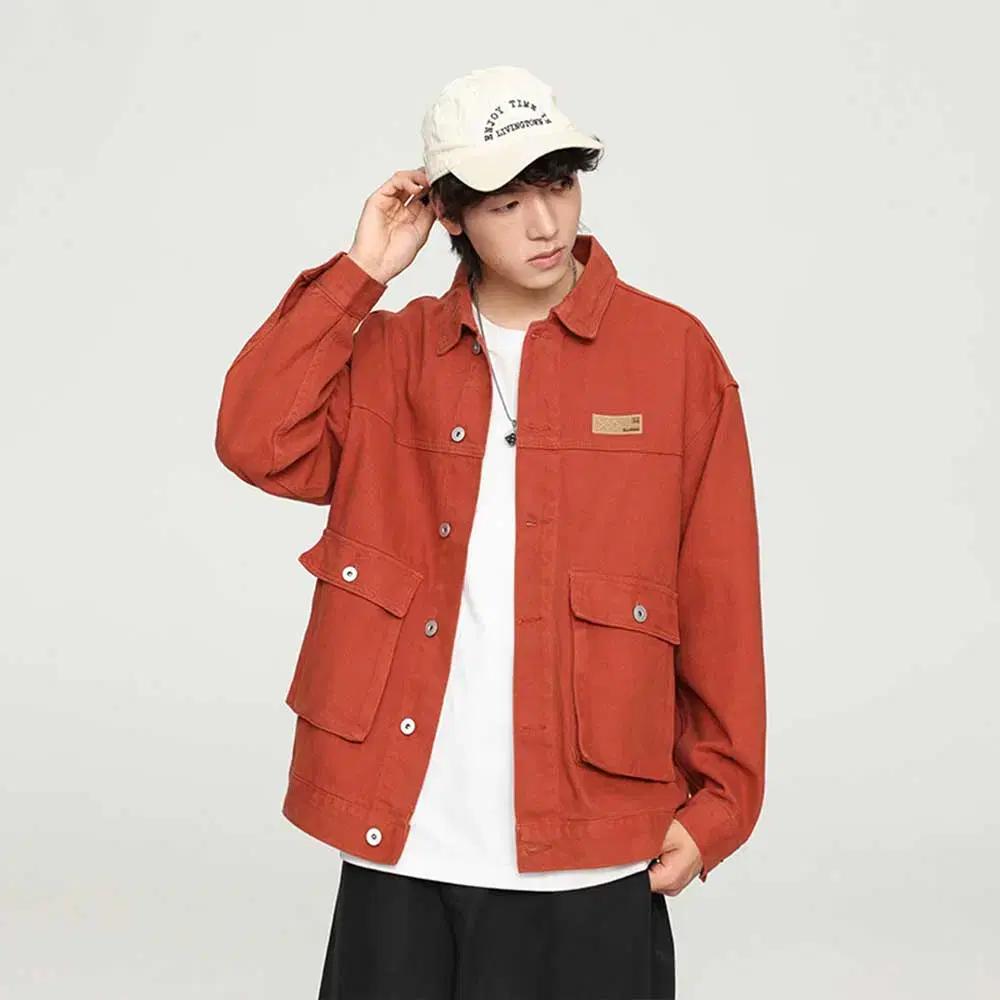 남자 봄 가을 퓨어코튼 마이 단색 스웨이드 캐주얼 자켓 오버핏 아우터