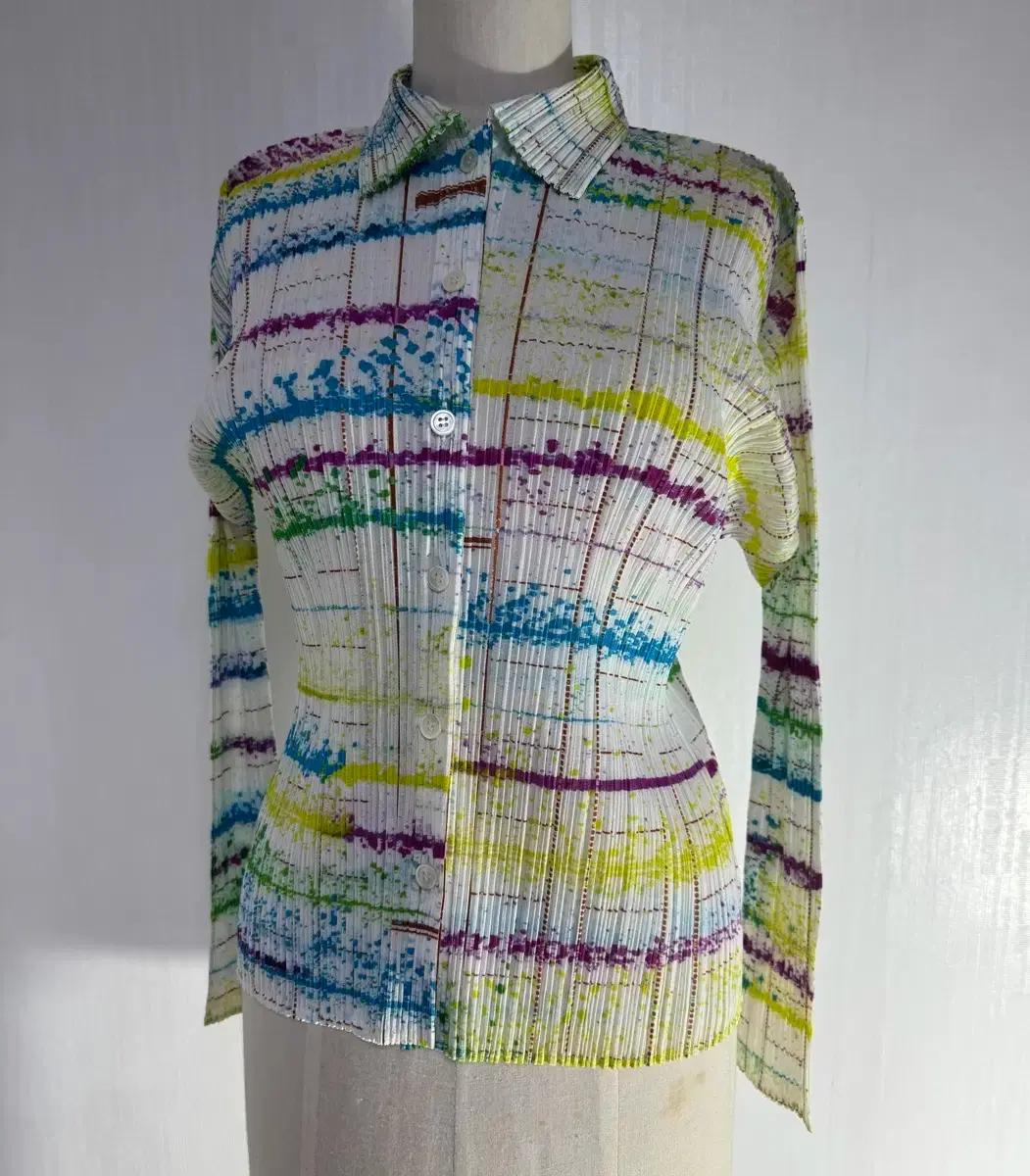 이세이미야케 플리츠 플리즈 페인트 가디건