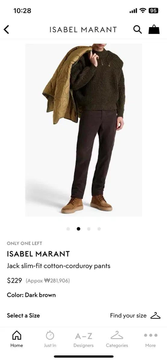 이자벨마랑 남성 블랙 잭 코듀로이 슬림핏 팬츠 30사이즈