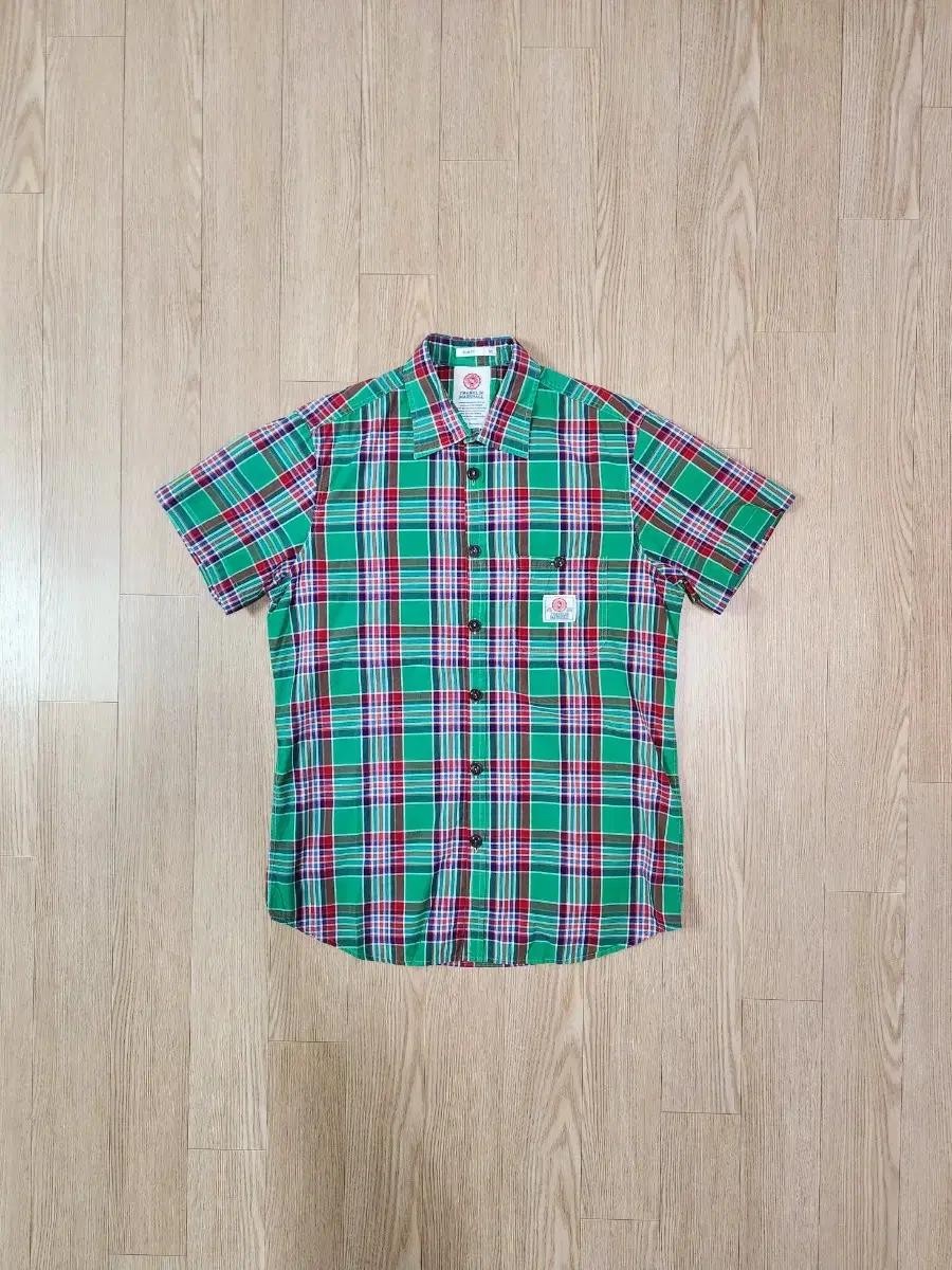 FRANKLIN MARSHALL ITALY 그린 체크 하프 셔츠