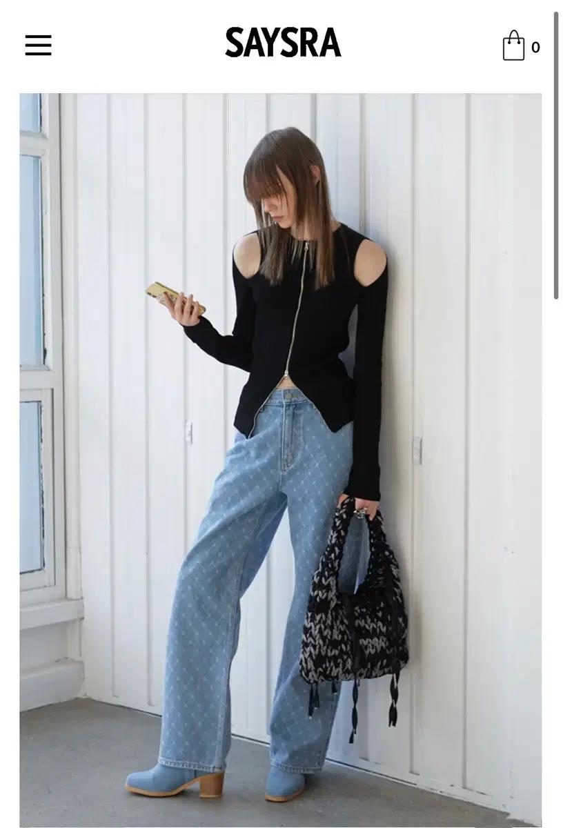 세이스라 saysra 체크라인 데님