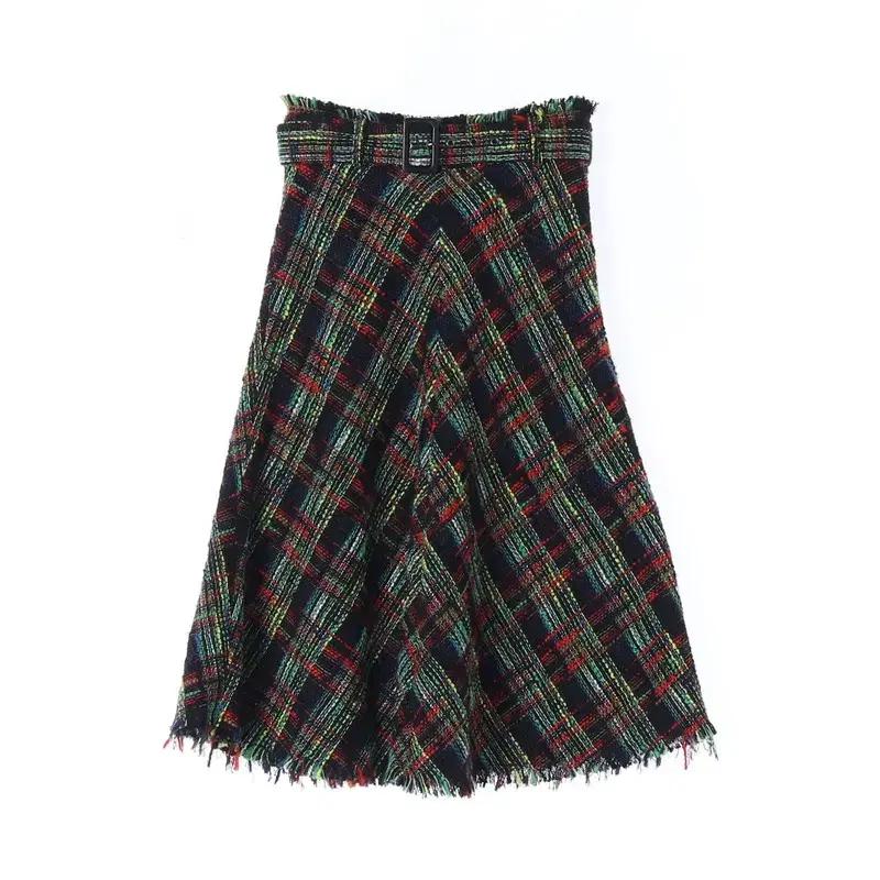 (XS) 자라 체크 롱 스커트