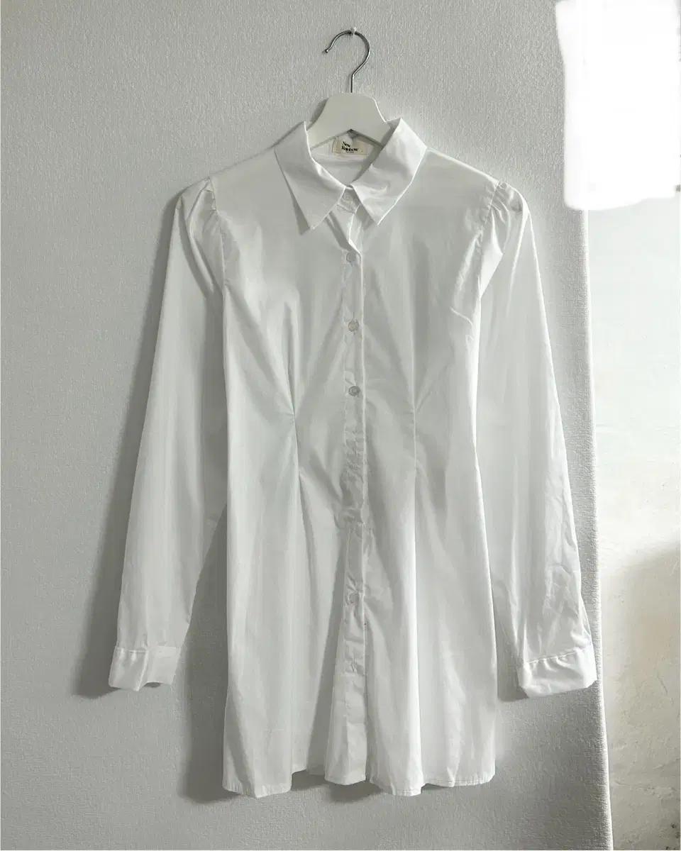 (1착)셔츠 허리 뒷밴딩 미니원피스 화이트 키작녀추천 에이블리 지그재그