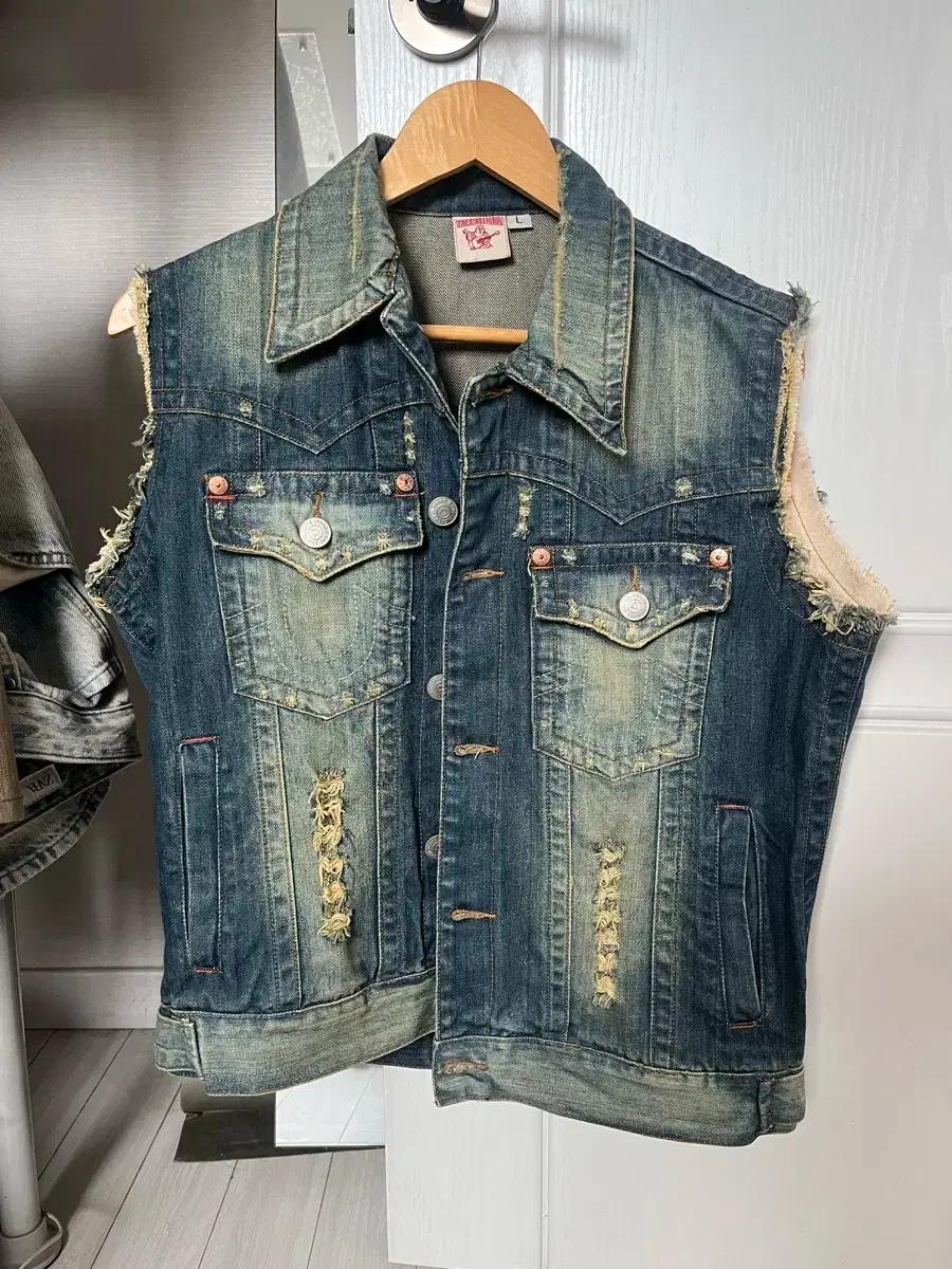 트루릴리젼 데님 조끼 베스트