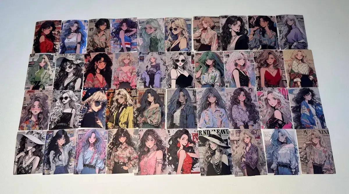 사각 다꾸 스티커(인물, 쿨한 빈티지 스타일)