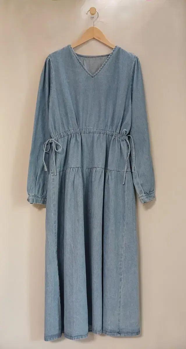 JY-412 청원피스 데님원피스 브이넥청원피스 프릴청원피스