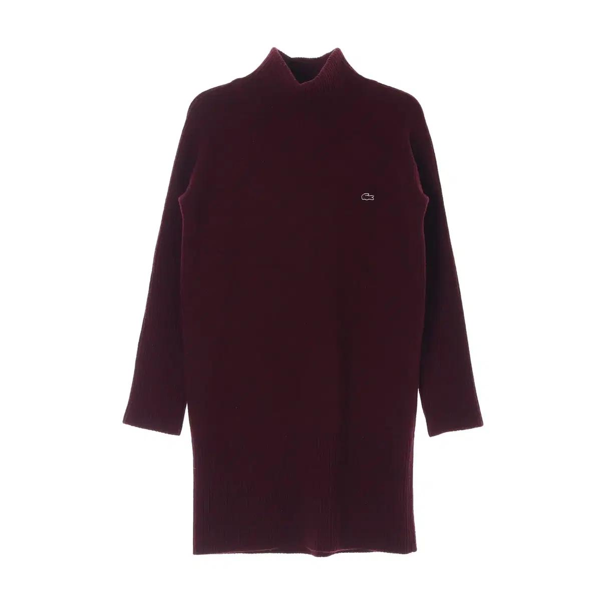 [M]라코스테 울100% 버건디 모크넥 터틀넥 긴팔 니트원피스