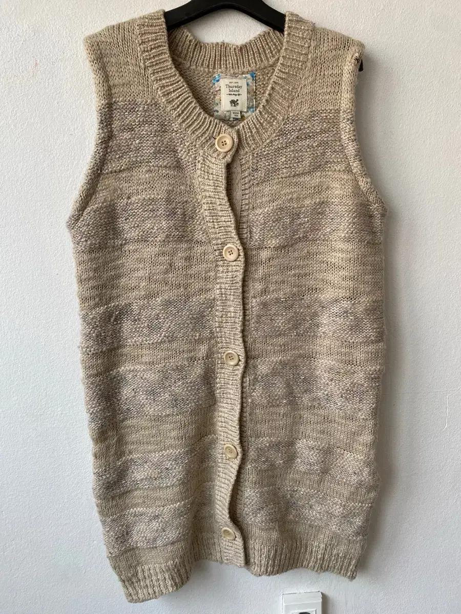 써스데이아일랜드 뜨개 할매카지 니트 하프 베스트 조끼 히피 보헤미안