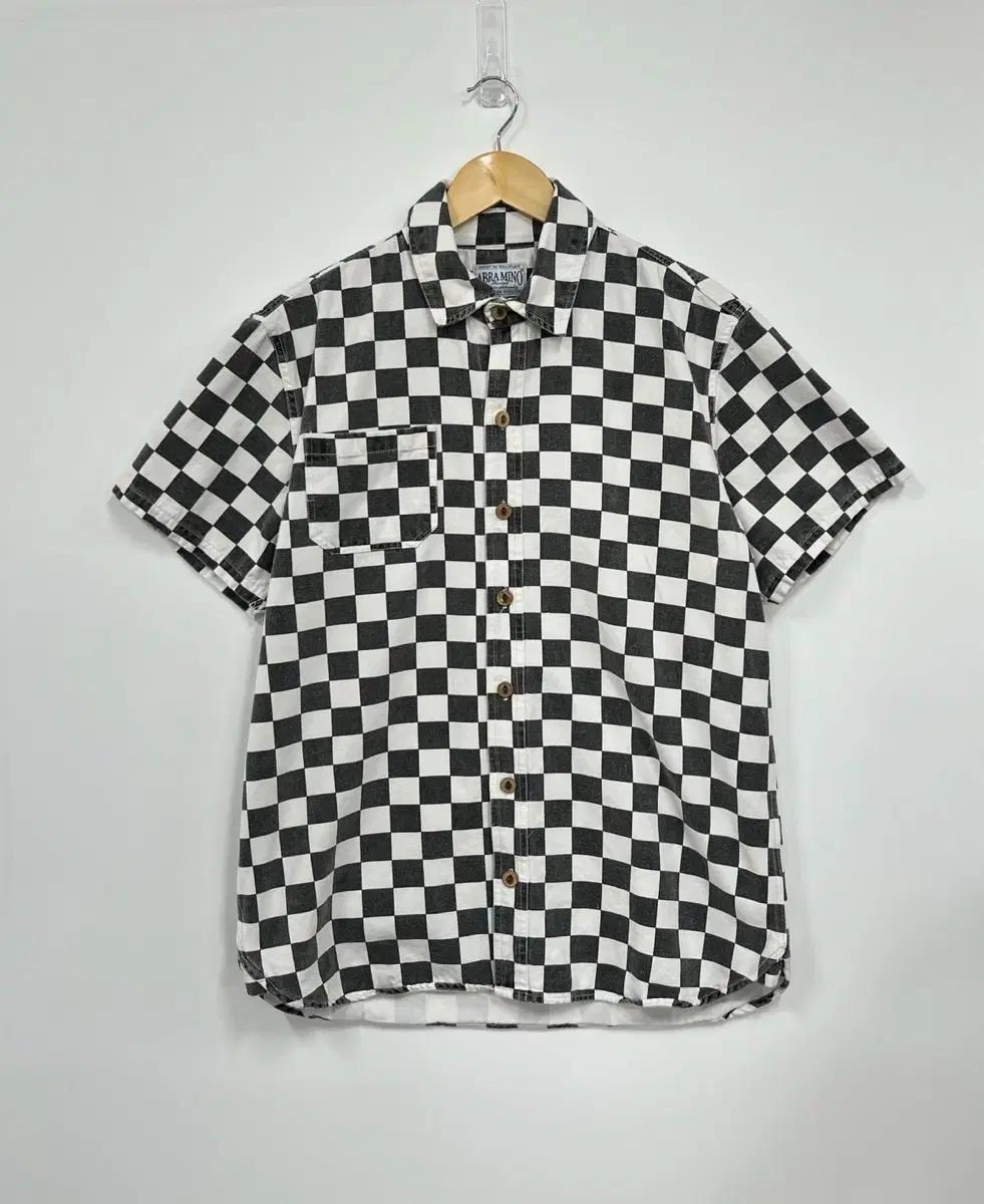 ABRA MINO 체커보드 반팔 셔츠