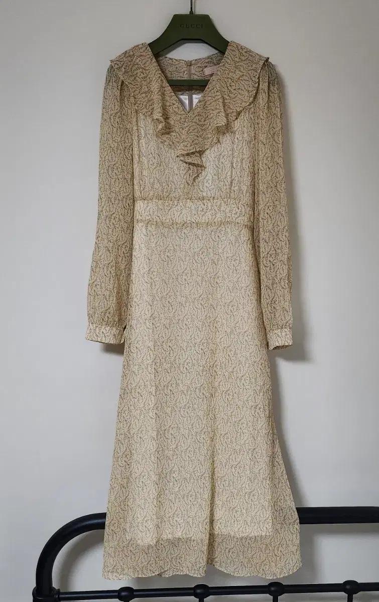 베이지 프릴 에스닉 쉬폰 원피스 롱원피스 봄원피스