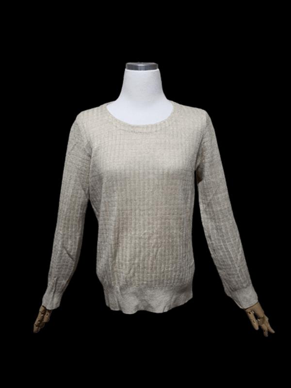 띠어리THEORY 정품 오트밀 린넨 여자 봄춘추 여성라운드니트긴팔티셔츠S