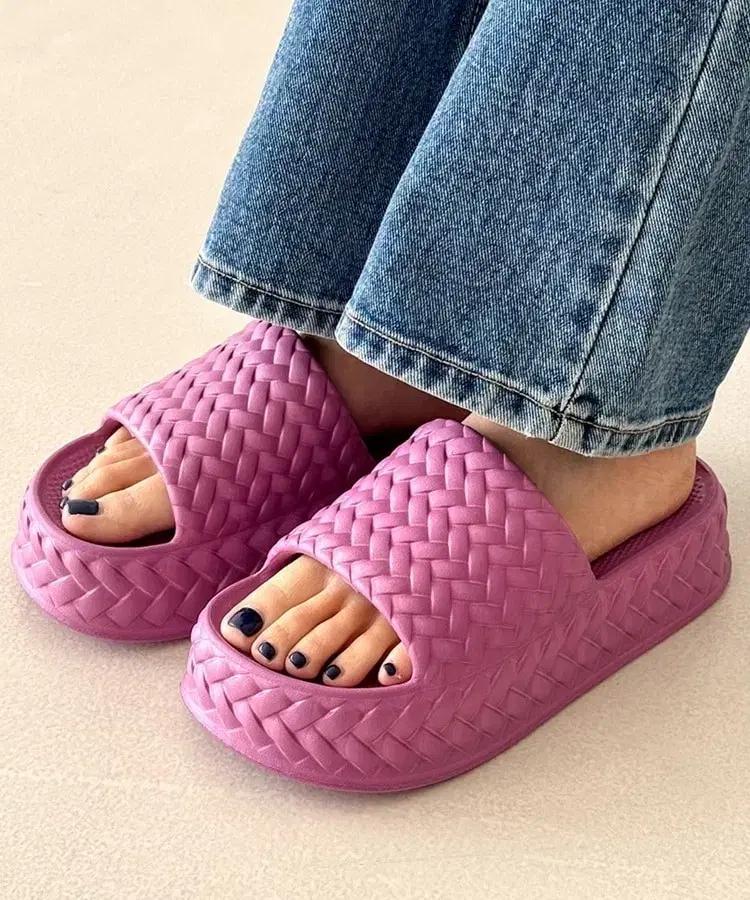 번개특가) 트위스트 꼬임 무늬 플랫폼 뮬 통굽슬리퍼 샌들 4컬러
