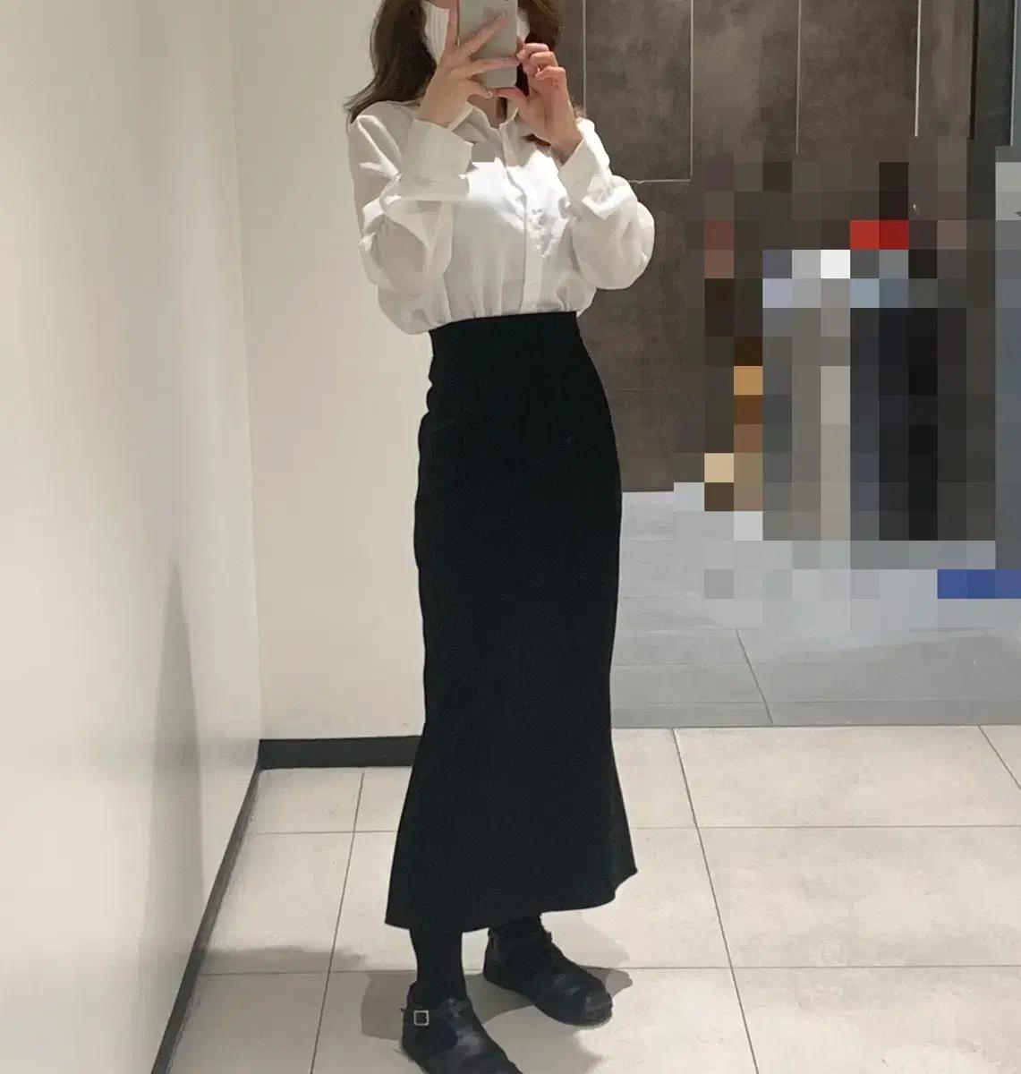 24인치 하이웨스트블랙롱치마 h라인롱치마 머메이드롱치마 오피스룩