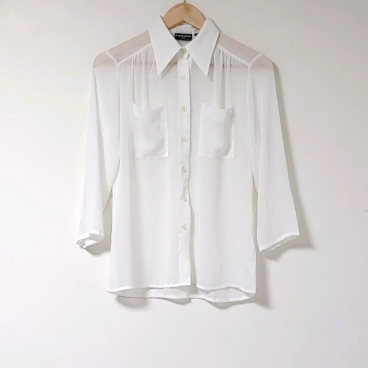 빈티지 80s frank olivier paris 시스루 9부 블라우스