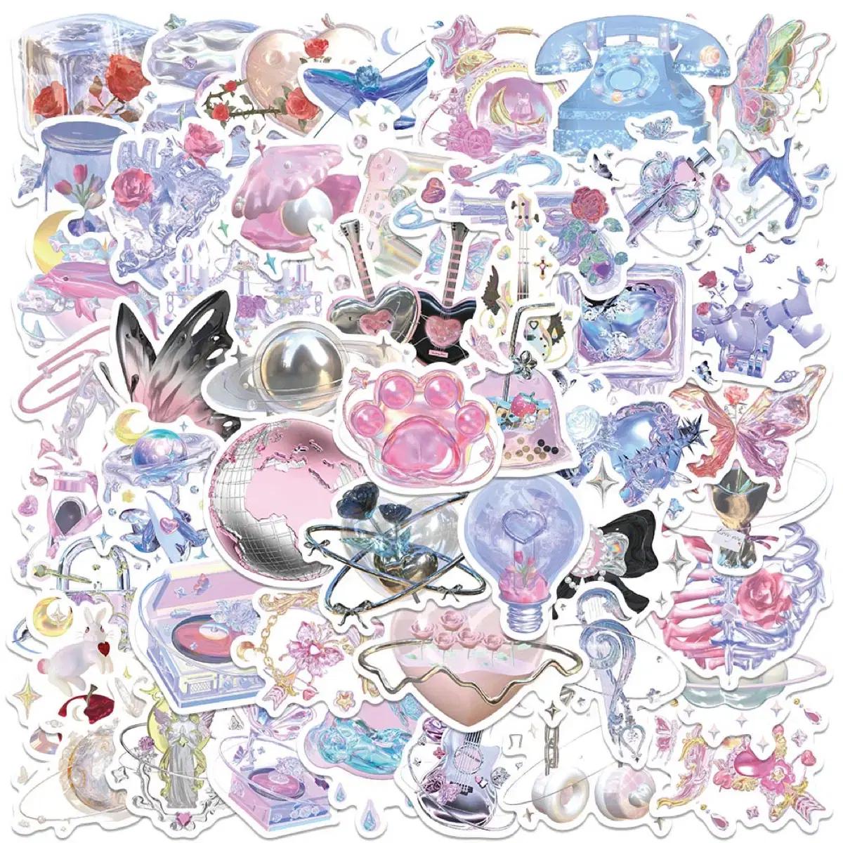 50p 레인보우 소품 스티커 빈티지 감성 방수 캐리어 다꾸 노트북 다이어