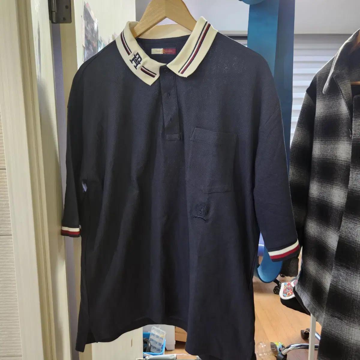 [새상품 L] 타미힐피거 폴로 반팔 셔츠 네이비
