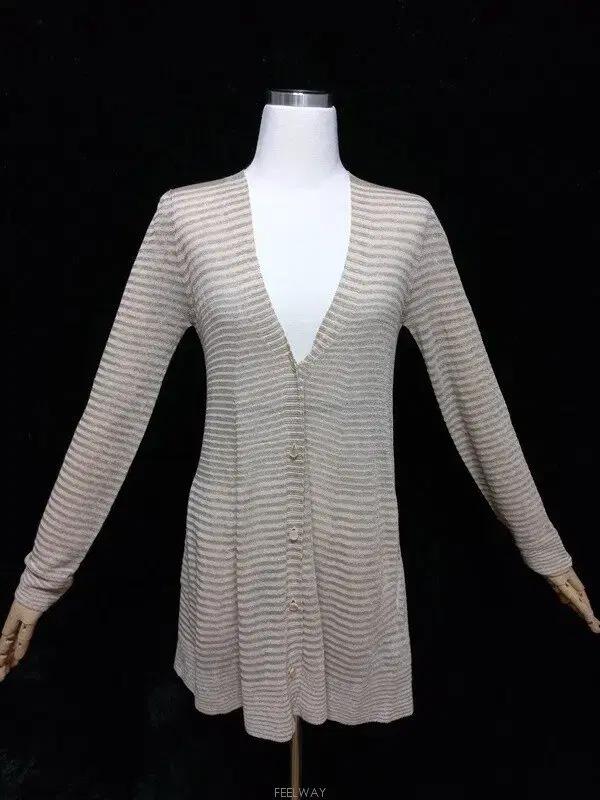 시스템SYSTEM 정품 시스루 여자 봄춘추용 여성브이넥 롱니트가디건90