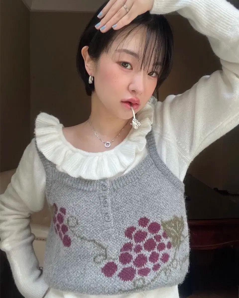 새상품)시눈 Grape Button Bustier (멜란지 그레이)