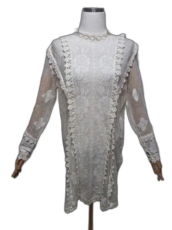 마쥬MAJE 하객룩 정품 여자 시스루 여성 꽃무늬 터틀넥 긴팔원피스2