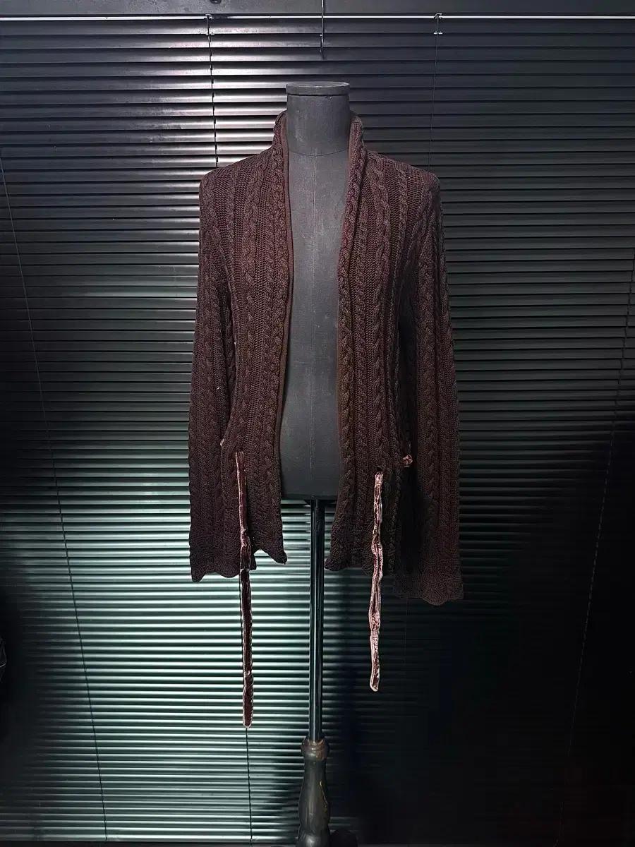 랄프로렌 케이블 니트 스웨터 브라운 갈색 가디건 웨스턴 벨벳 폴로 빈티지